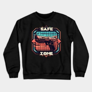 Retro safe zone guns club firearm Crewneck Sweatshirt